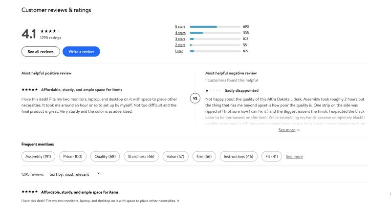 User Reviews Done Right: Walmart Example